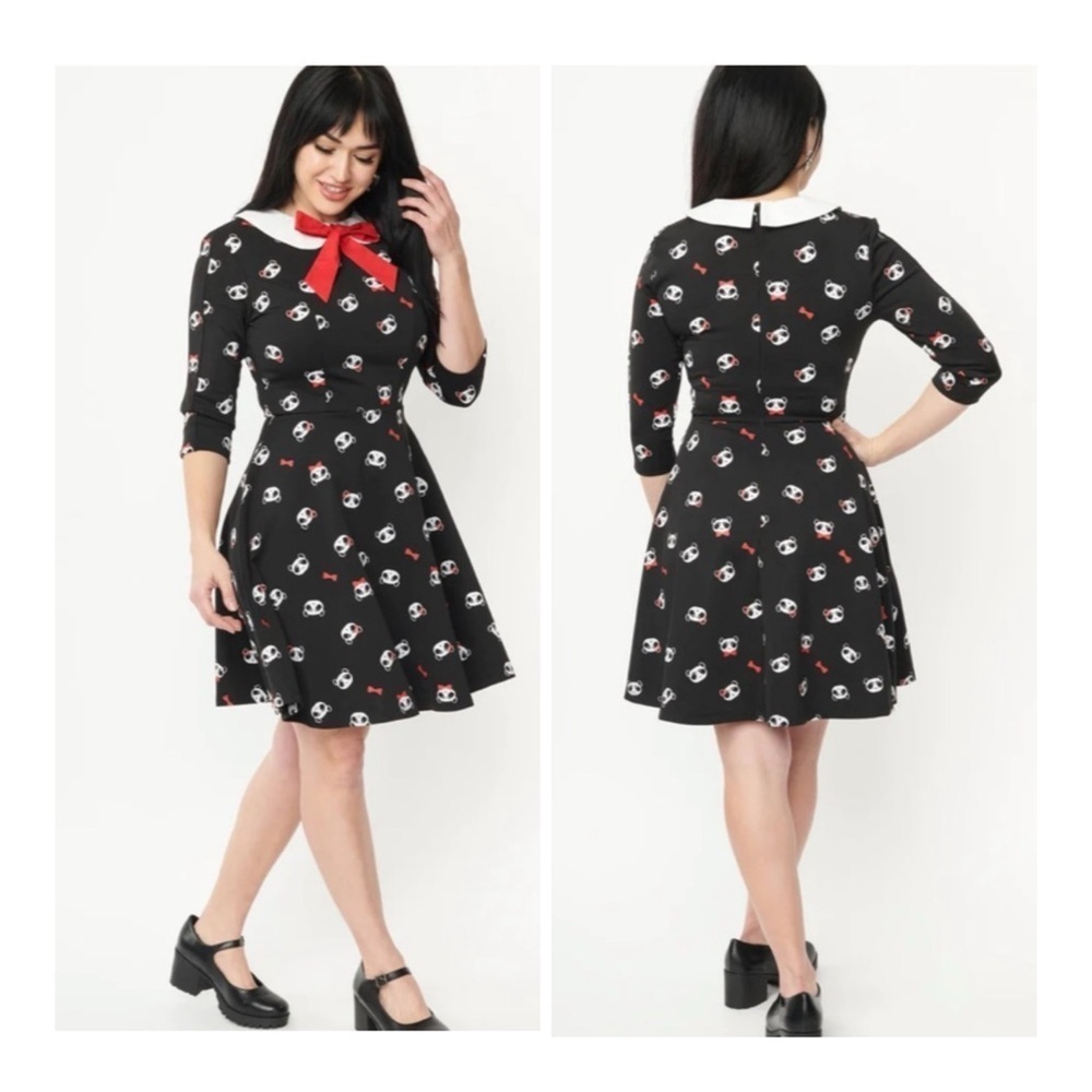 Unique Vintage | Whimsigoth Pin Up Fit & Flare 60s Panda Graphic Dress | S / 4